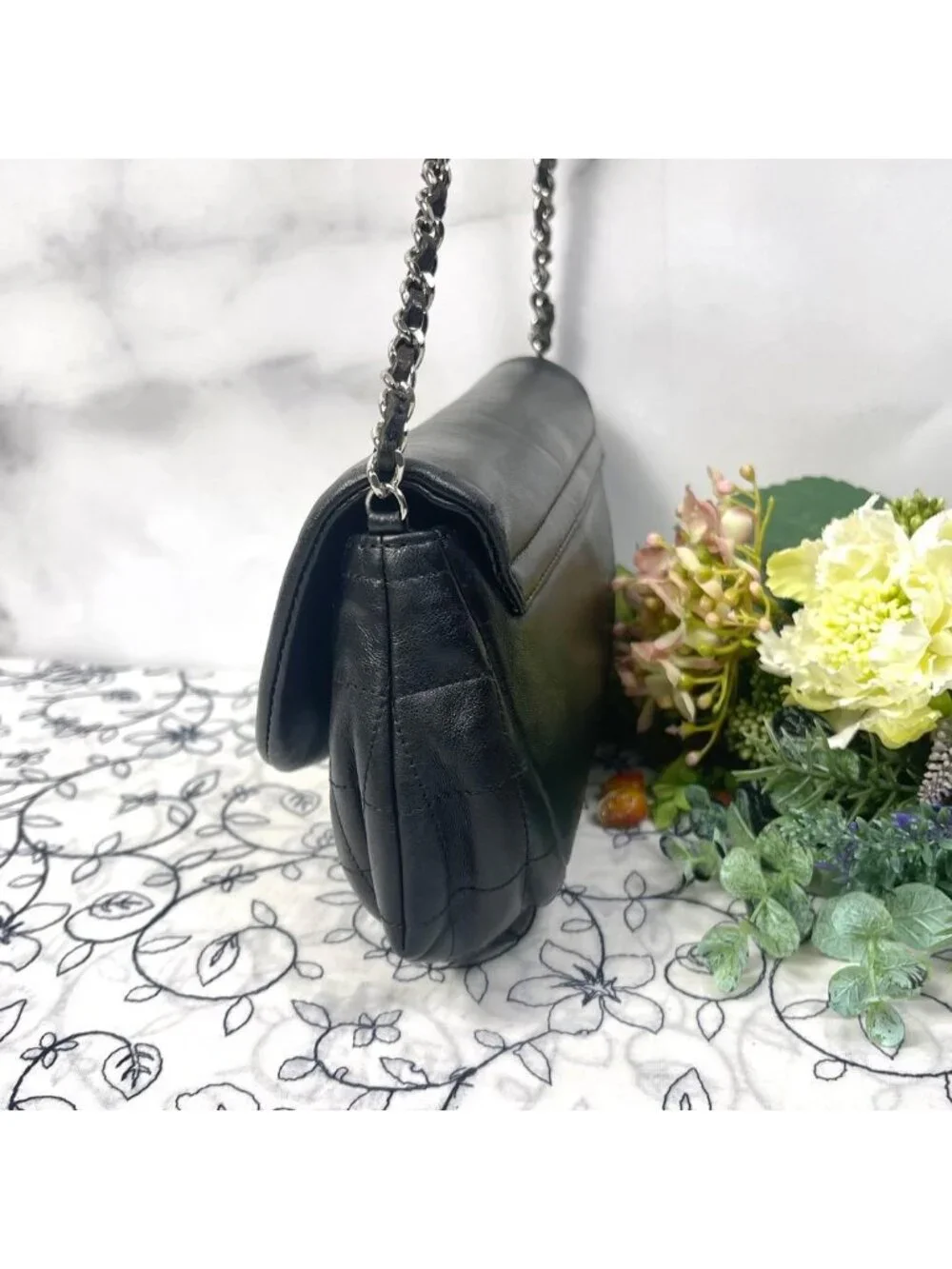Chanel Half Moon Chain Shoulder Bag Black